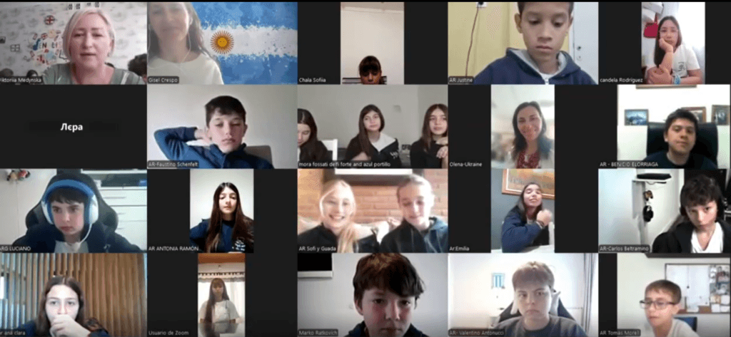 Participants in the My School exchange shown in a video-call gallery.