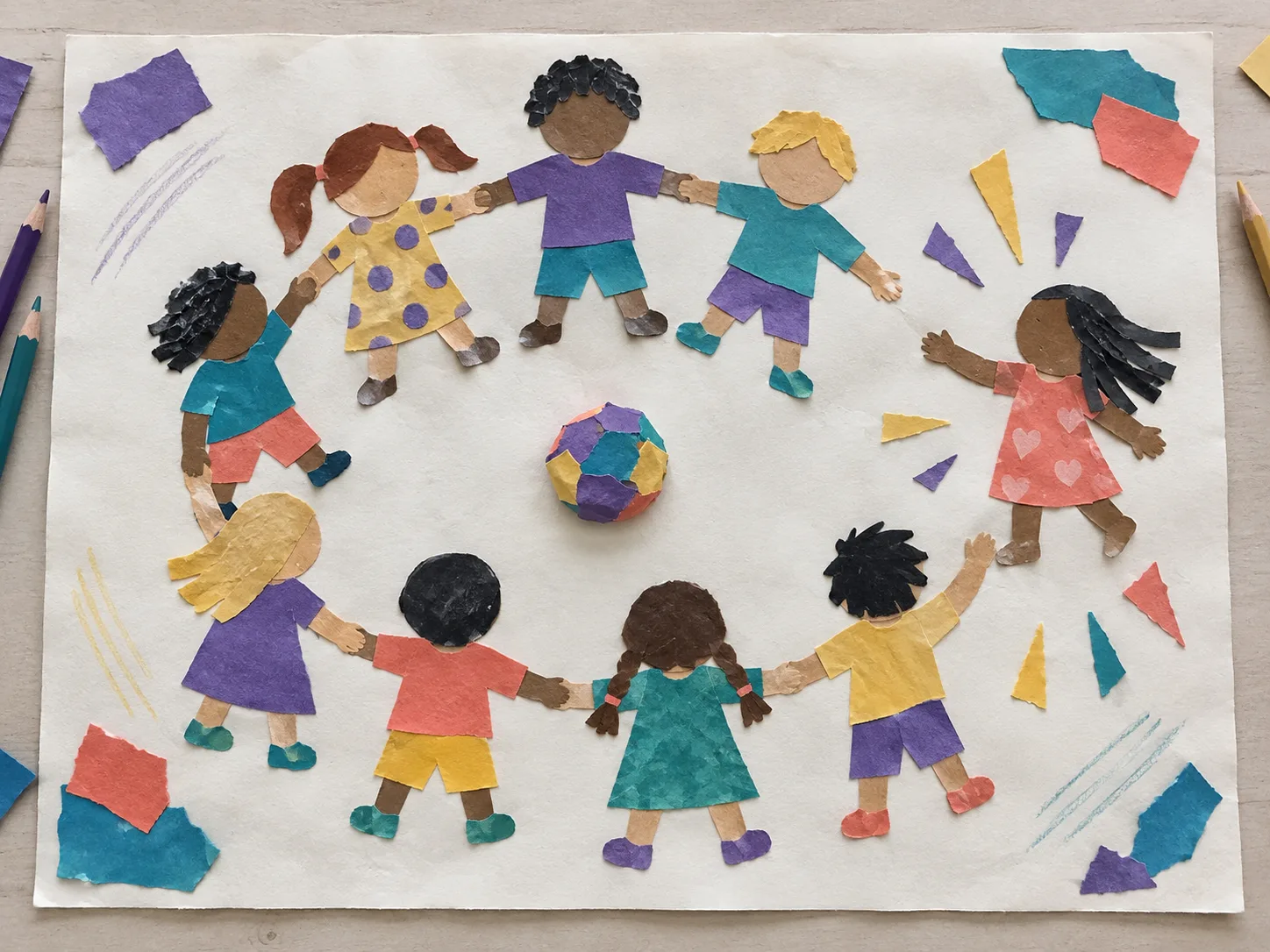Collage ilustrativo de niños que invitan a alguien a jugar
