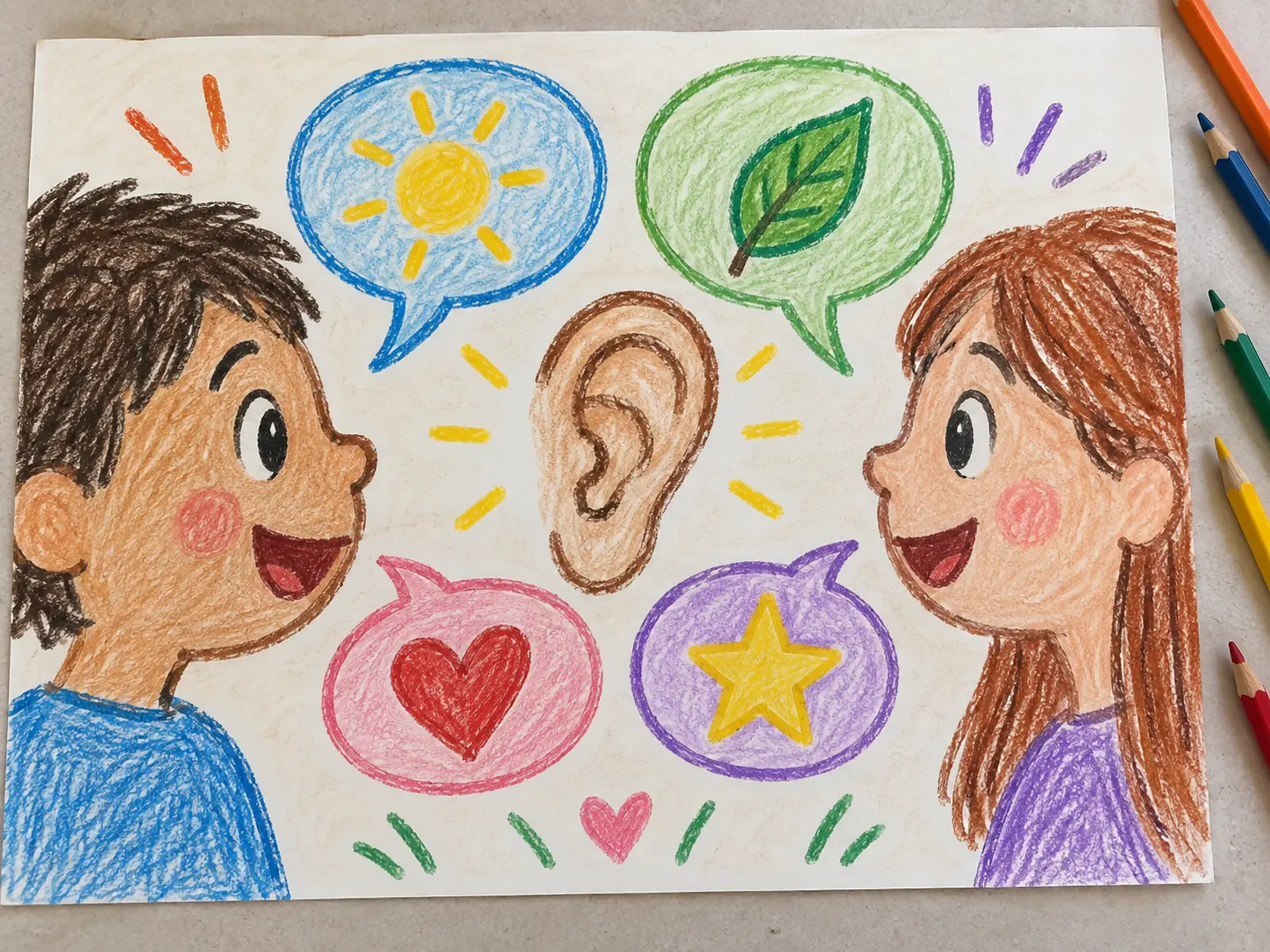 Cartel ilustrativo sobre escuchar ideas diferentes