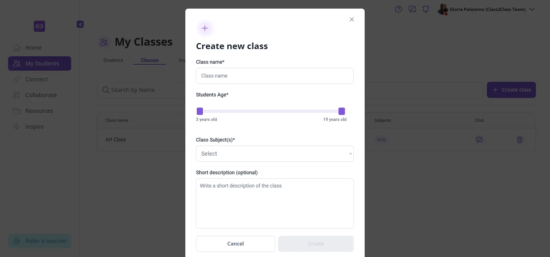 Create class form