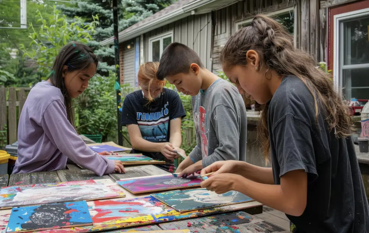 Artistic Expressions for Peace — students creating art that celebrates coexistence and global understanding