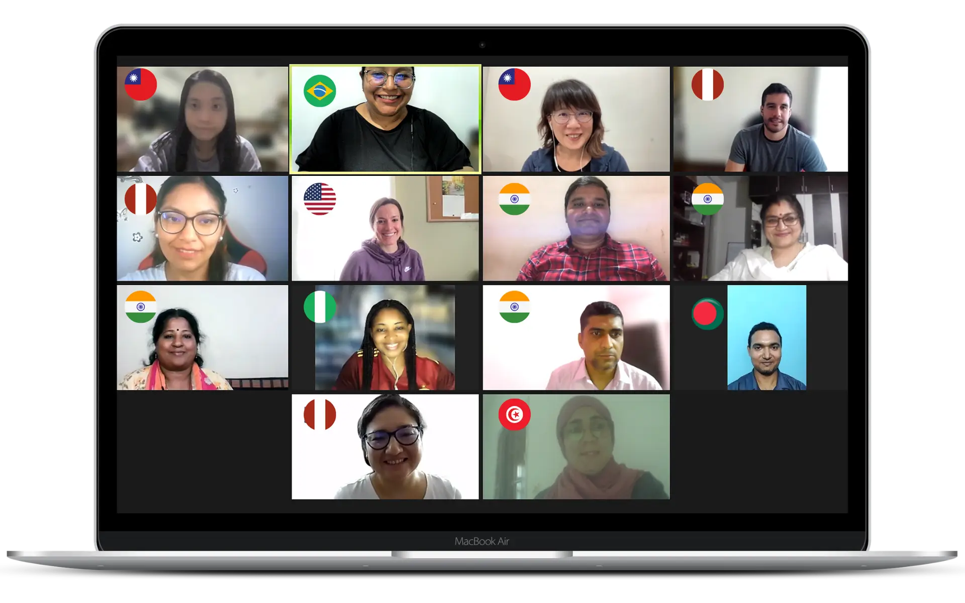 Students collaborating in global classroom exchange