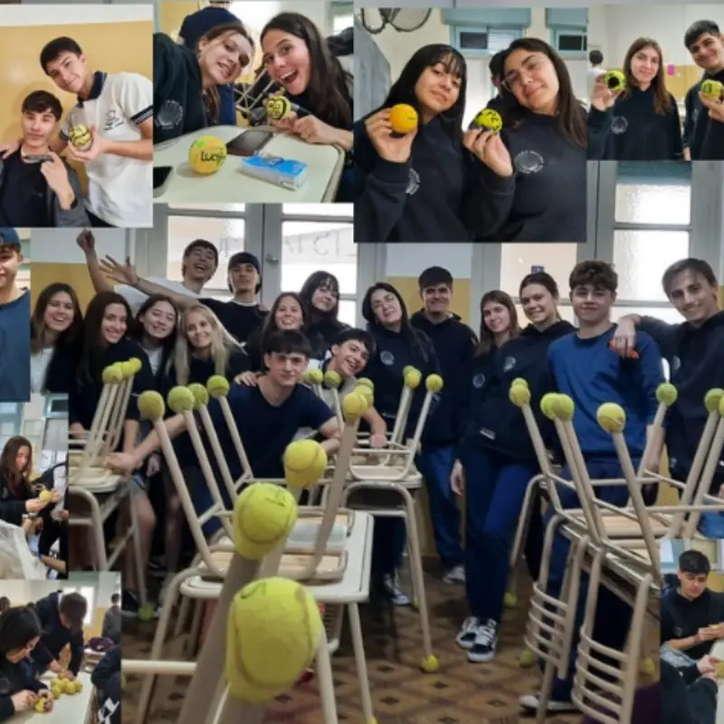 Class2Class students with tennis balls on chair legs to reduce noise in classroom