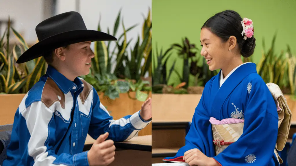K12 students engaged in a virtual cultural exchange activity